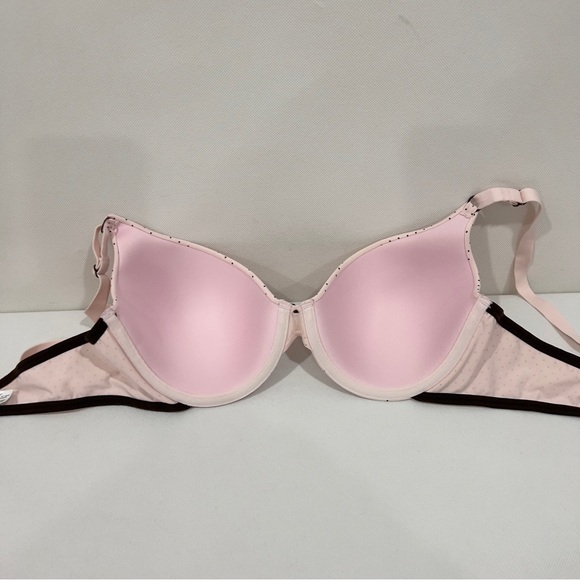 Maidenform Light Pink Brown Polka Dot Bra Underwire Adjustable Straps - Picture 5 of 7